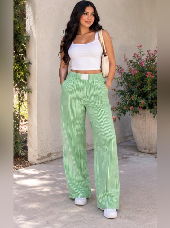 Pants - Green Striped Pants